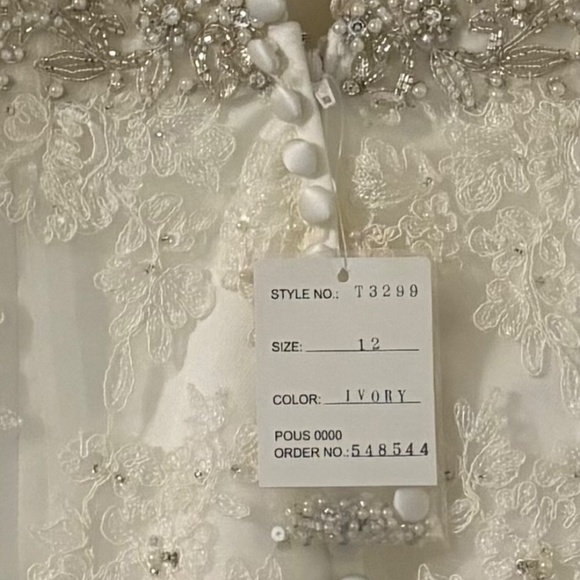 David’s Bridal Wedding Dress, ivory, size 12, new, unaltered. - Picture 4 of 7